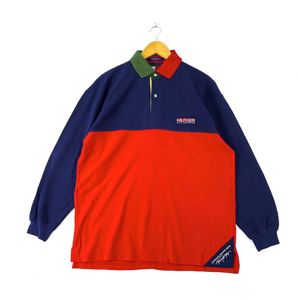 Tommy Hilfiger vintage 90s TOMMY HILFIGER big logo colourblock t-shirts Size US L / EU 52-54 / 3 - 2 Thumbnail