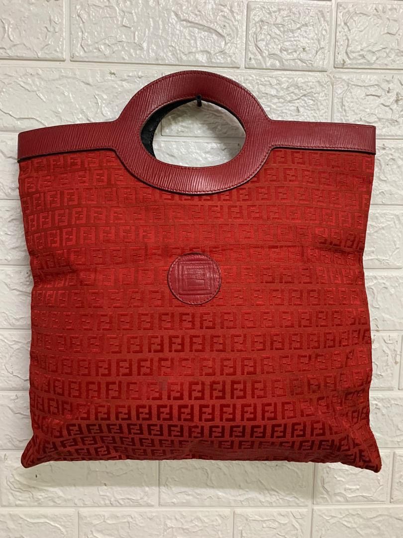Vintage Authentic Vintage Fendi Roma Zuca Red Monogram Hand Bag | Grailed