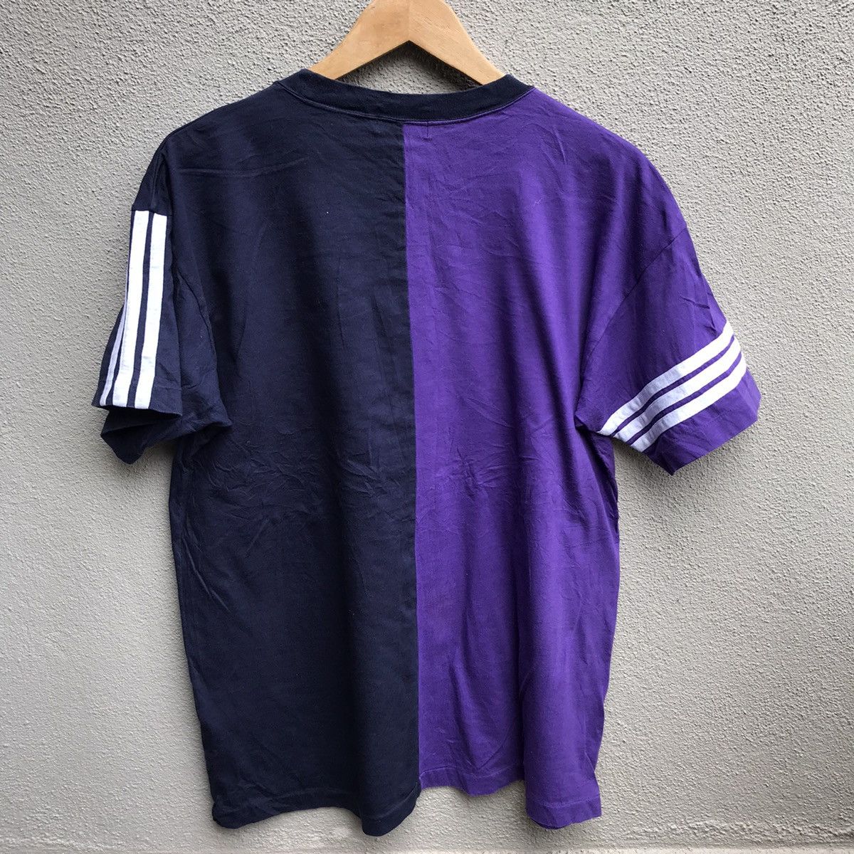 Adidas Vintage 90s ADIDAS trefoil biglogo 2 tones tee Size US L / EU 52-54 / 3 - 3 Thumbnail