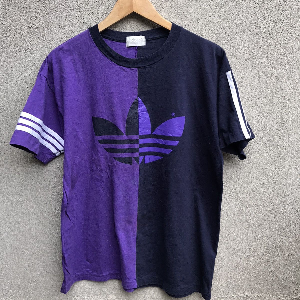 Adidas Vintage 90s ADIDAS trefoil biglogo 2 tones tee Size US L / EU 52-54 / 3 - 2 Thumbnail