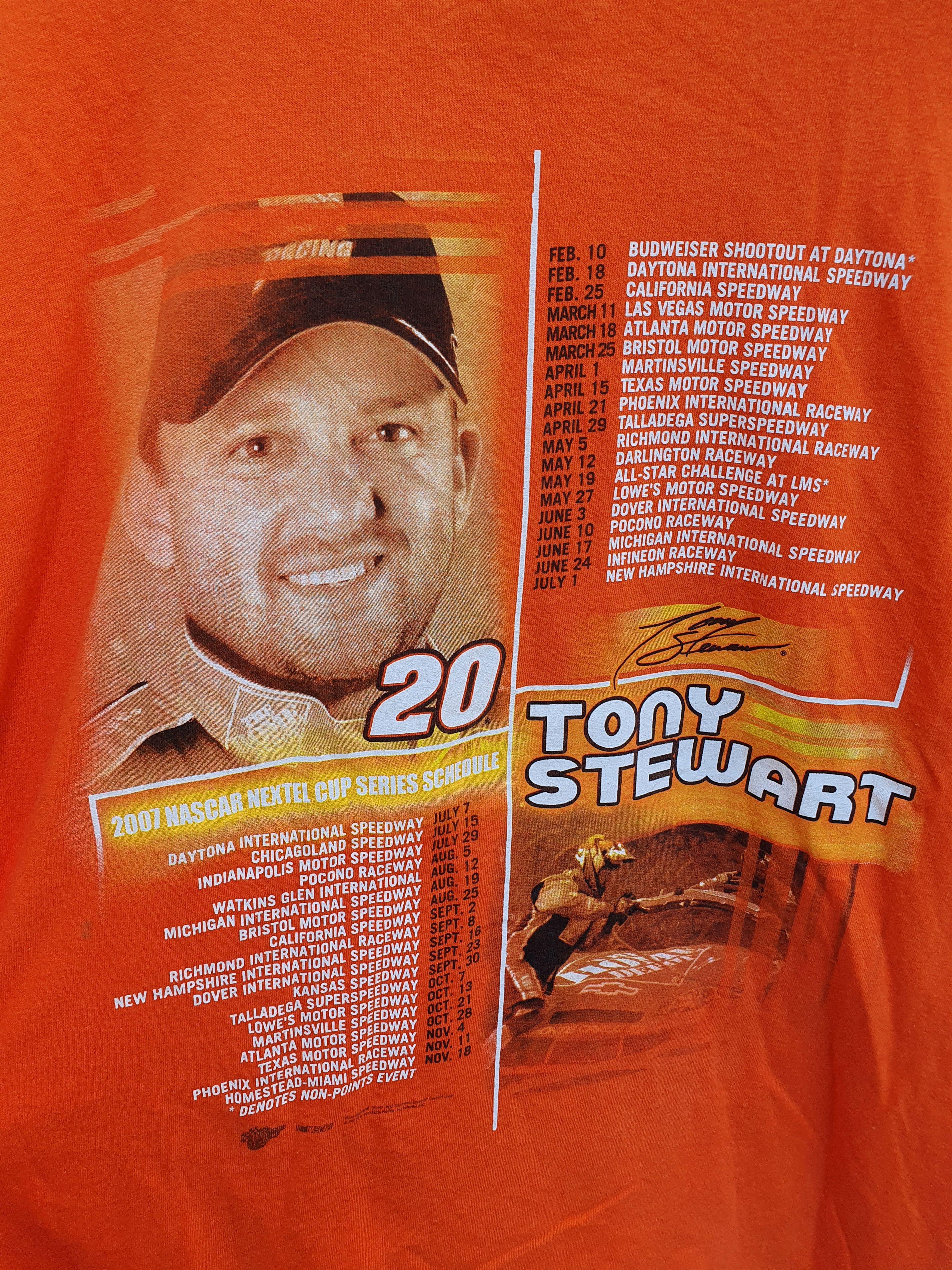 NASCAR × Vintage Tony Stewart 2007 Nascar cup series schedule t-shirt,z XL Size US XL / EU 56 / 4 - 3 Thumbnail