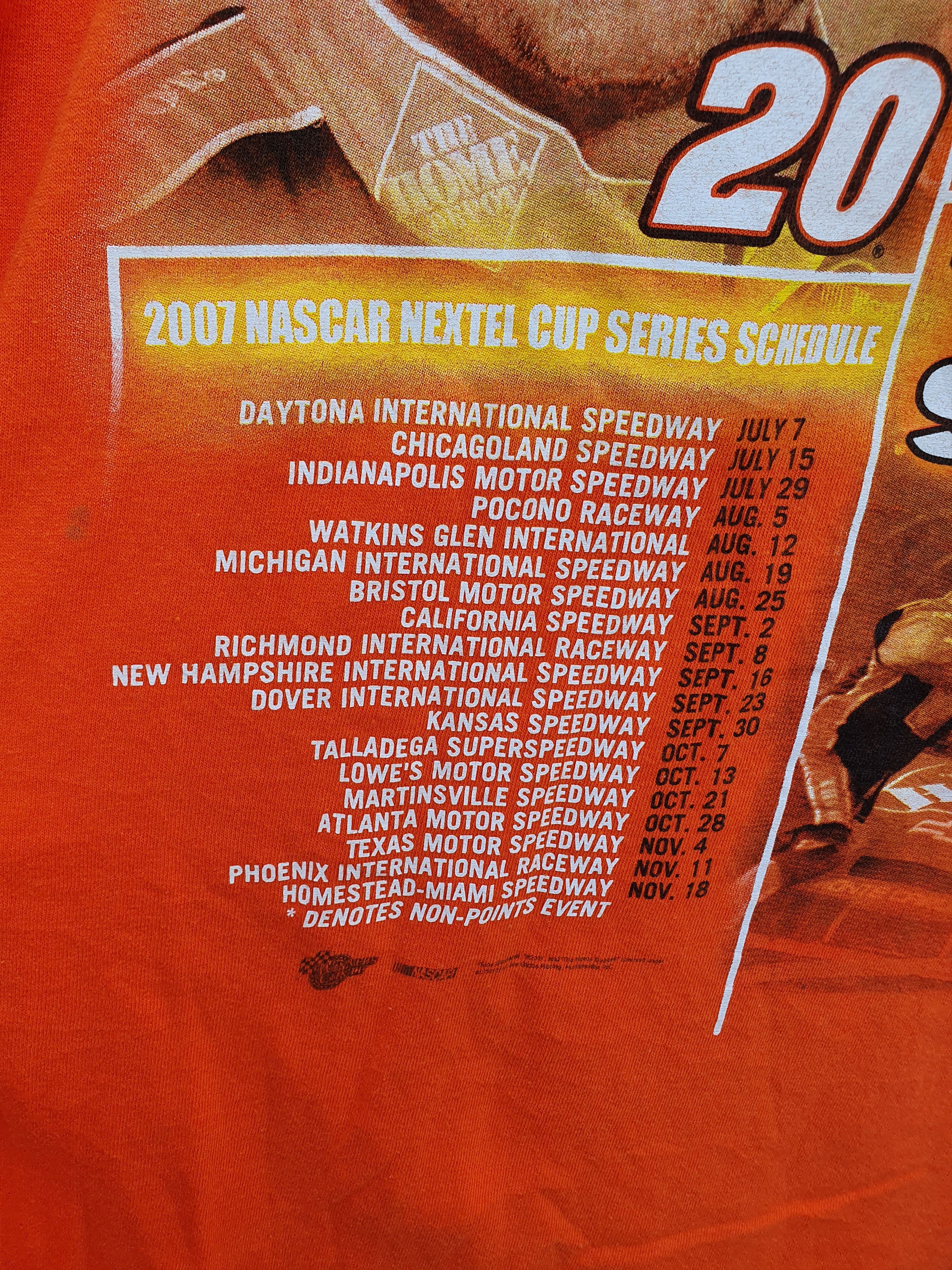 NASCAR × Vintage Tony Stewart 2007 Nascar cup series schedule t-shirt,z XL Size US XL / EU 56 / 4 - 11 Thumbnail