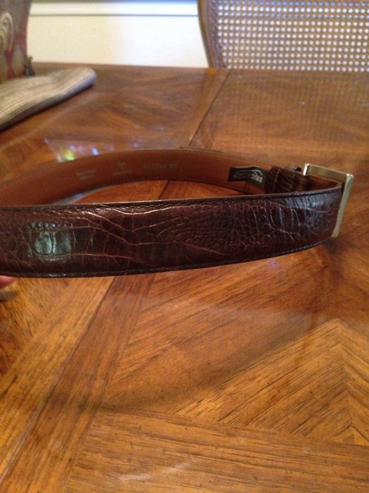 Brighton Croc Embossed Leather Belt Size 34 - 5 Preview