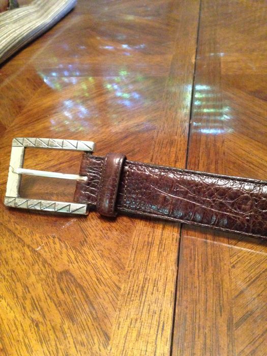 Brighton Croc Embossed Leather Belt Size 34 - 2 Preview