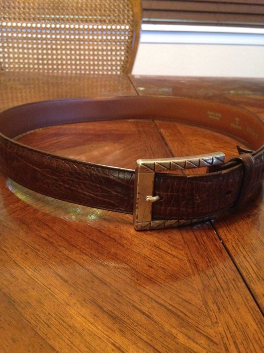 Brighton Croc Embossed Leather Belt Size 34 - 1 Preview