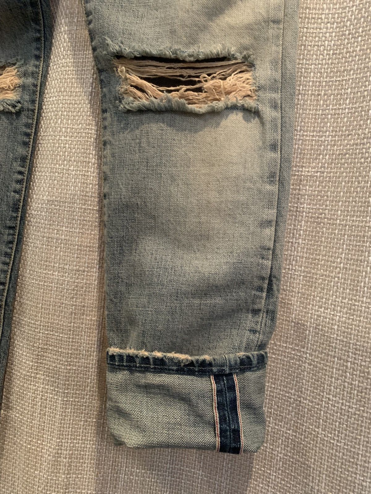 Saint Laurent Paris Rare Hedi Lightwashed Distressed Selvedge Surf Denim G-Eazy Size US 31 - 5 Thumbnail