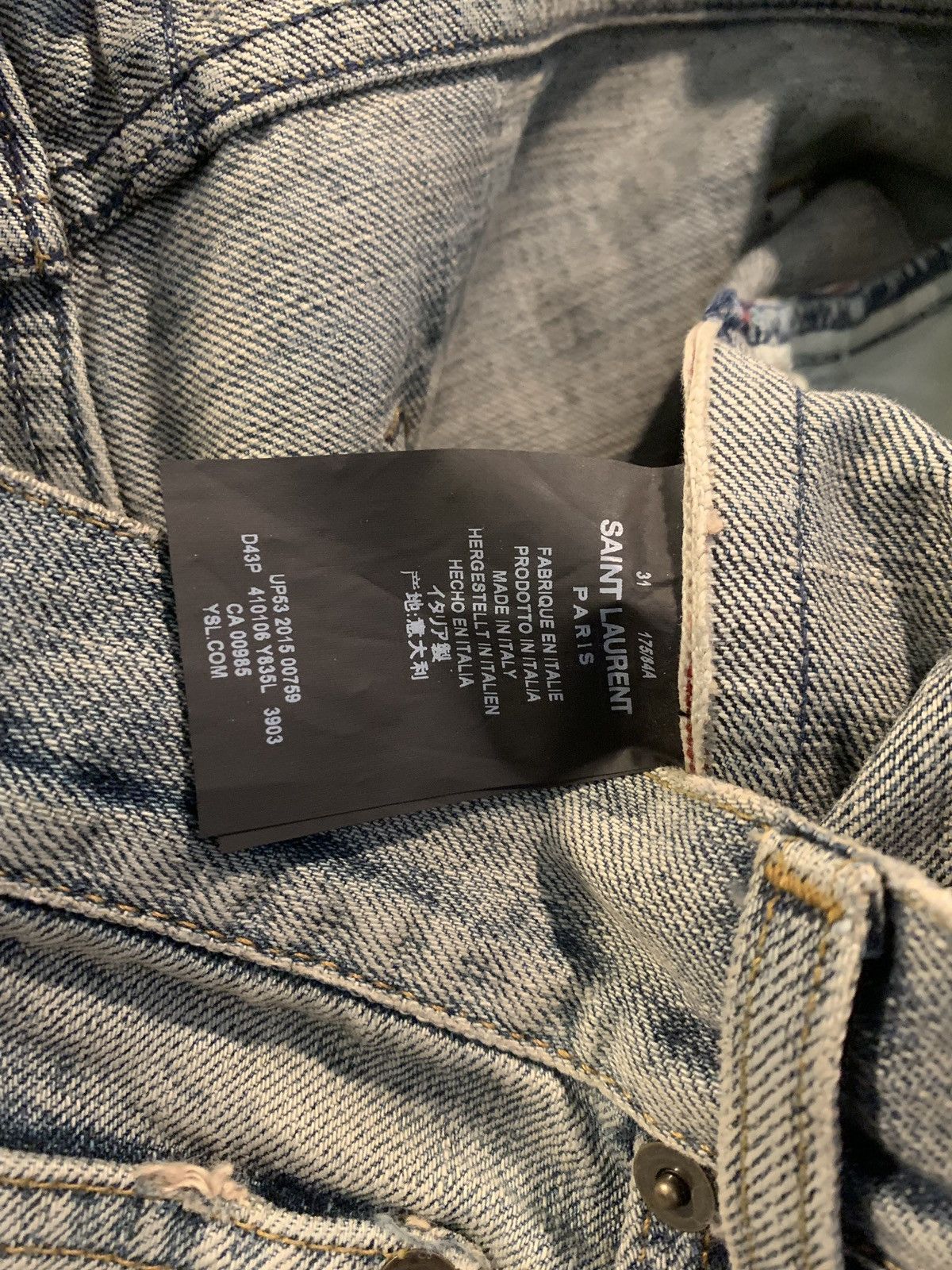 Saint Laurent Paris Rare Hedi Lightwashed Distressed Selvedge Surf Denim G-Eazy Size US 31 - 4 Thumbnail