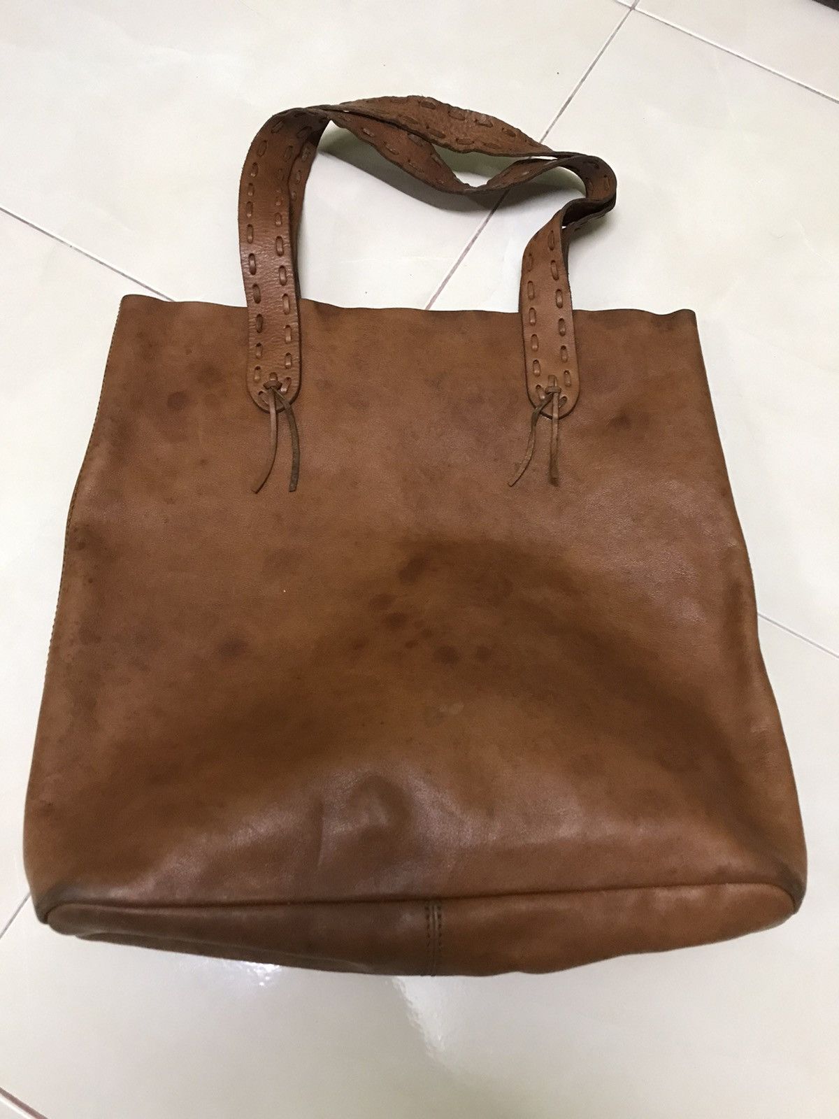 Japanese Brand × Massimo Dutti × Vintage DELETE TODAY!! MASSIMO DUTTI TOTE BAG FULL LEATHER Size ONE SIZE - 3 Thumbnail