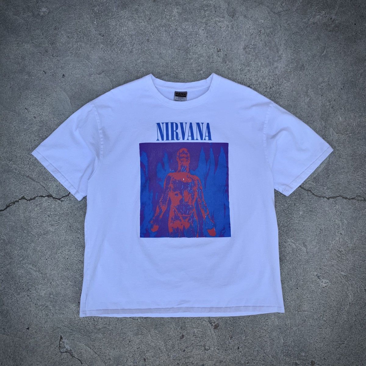 Vintage 90s Nirvana Sliver Band Tee Size XL White Bootleg | Grailed