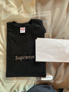 Supreme - SUPREME FRIENDS AND FAMILY BLACK ON BLACK BOX LOGO T