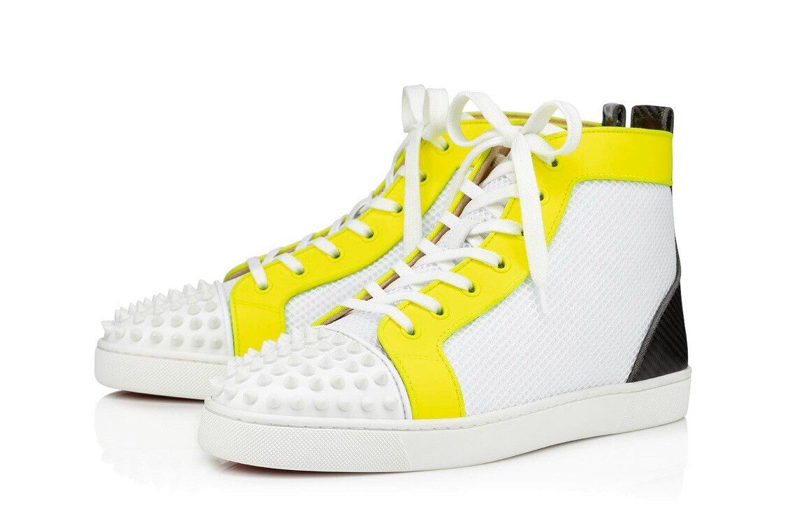 Christian Louboutin Louboutin High-top Spikes Sneakers White/Yellow | Grailed