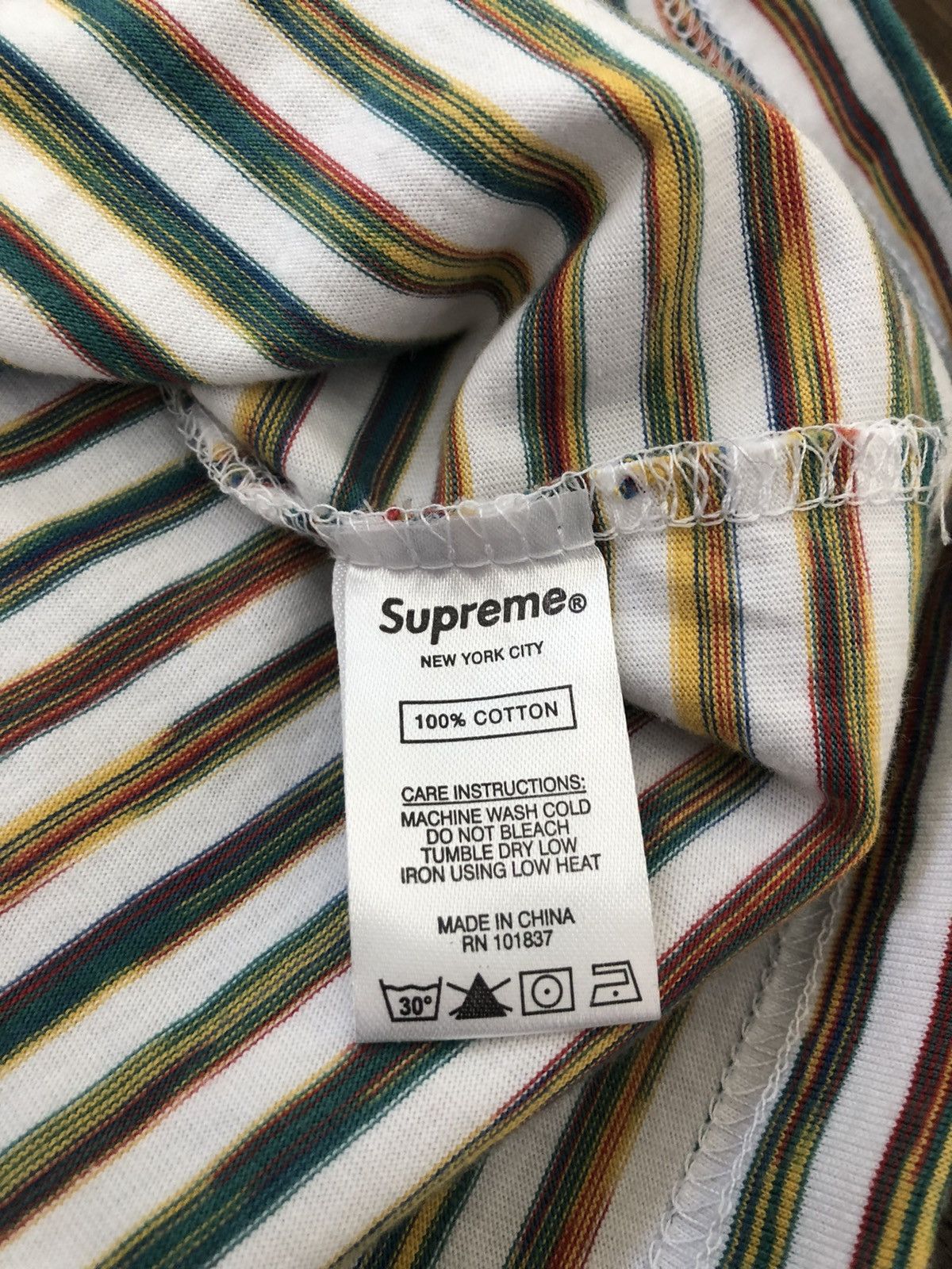 Supreme Supreme Static Stripe Tee White Size US M / EU 48-50 / 2 - 3 Thumbnail