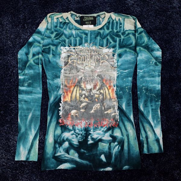 Jean Paul Gaultier SS01 Demon Devil Satan Mesh Long Sleeve T-shirt