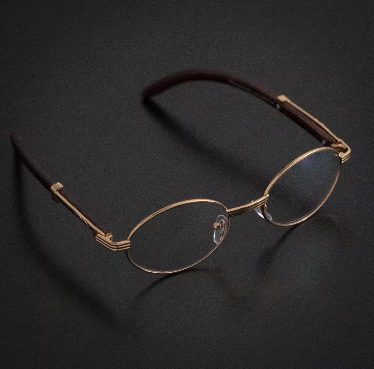 Vintage Retro Cartier Style Oval Clear Gold Frame Vintage Glasses Size ONE SIZE - 2 Preview