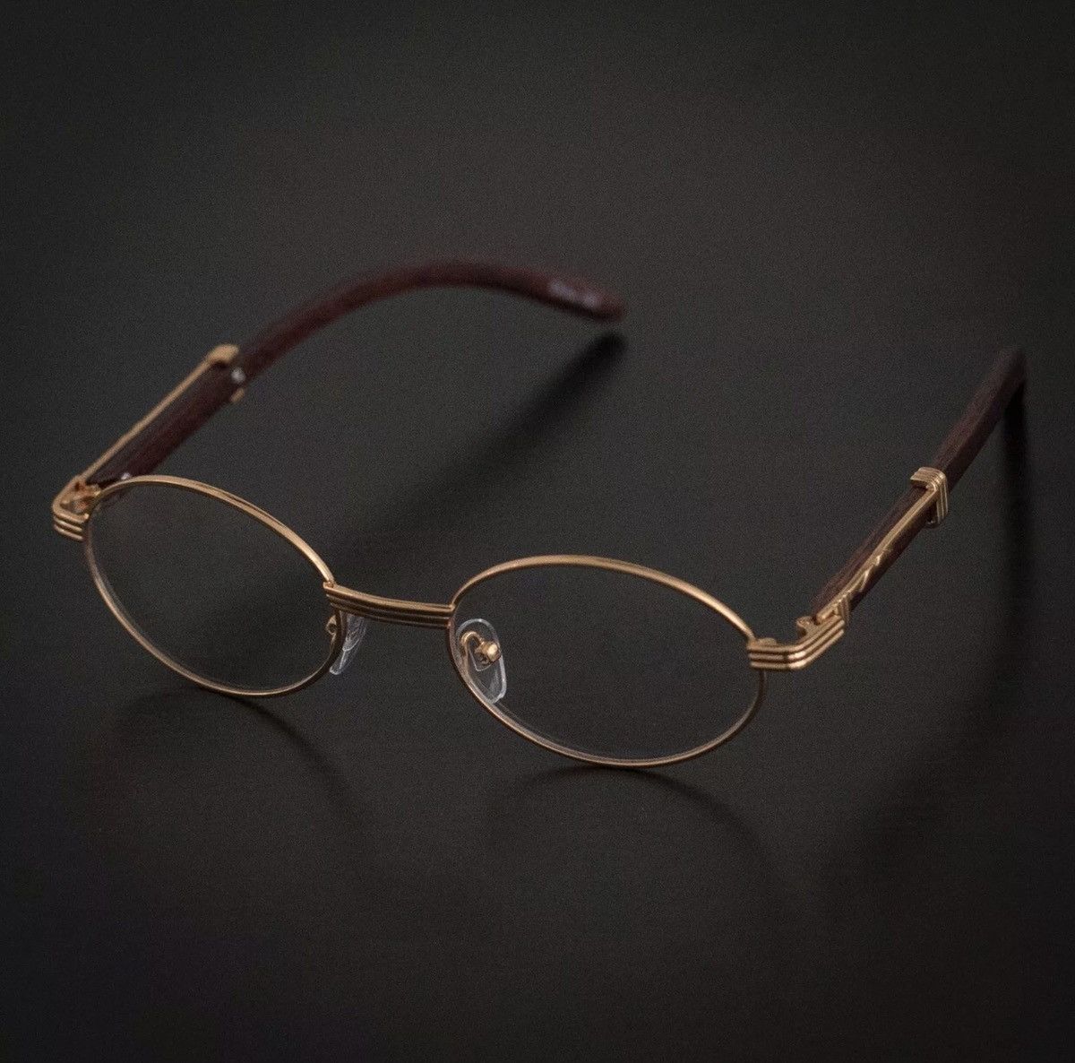 Vintage Retro Cartier Style Oval Clear Gold Frame Vintage Glasses Size ONE SIZE - 1 Preview