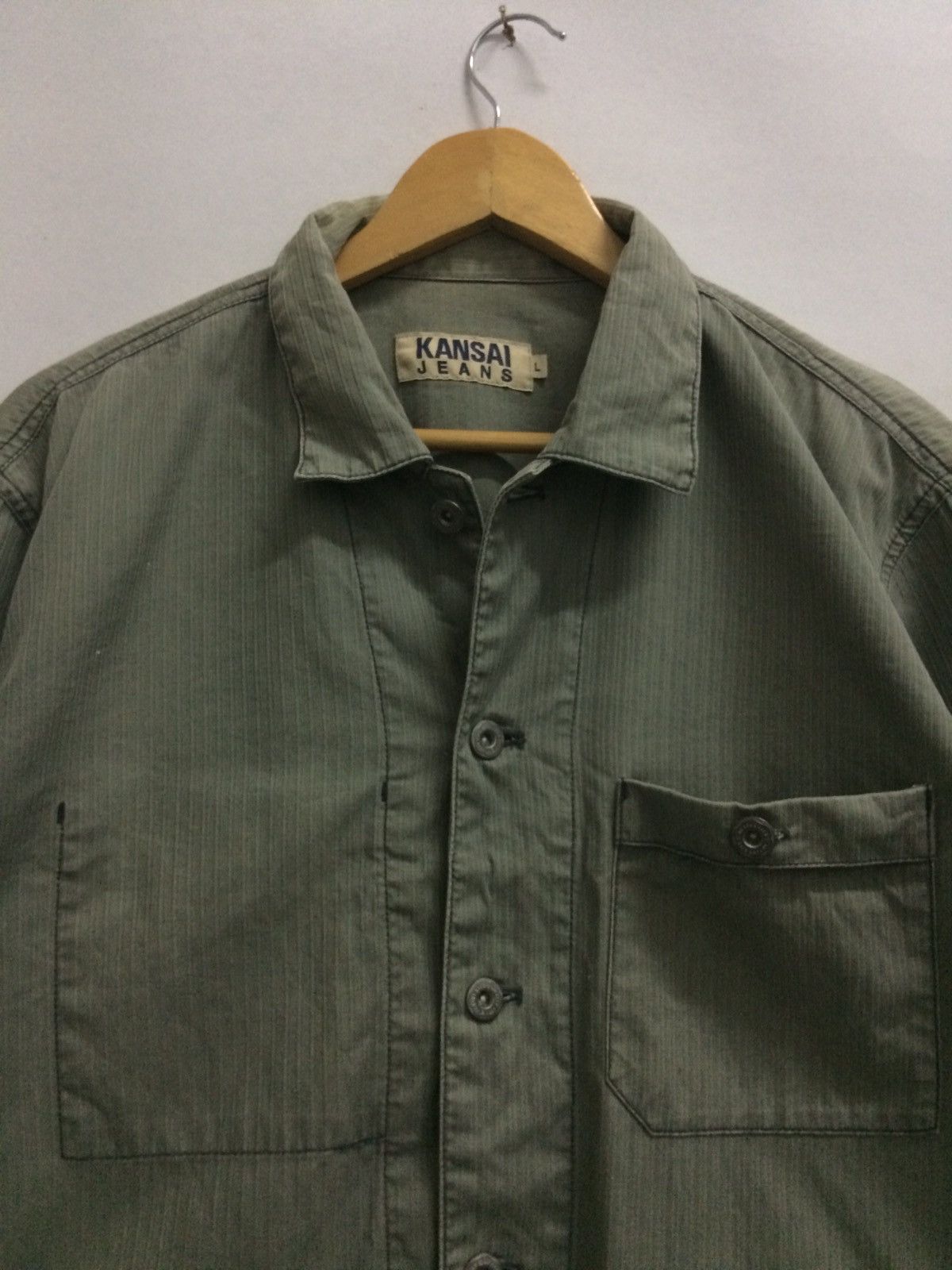Kansai Yamamoto Vintage Kansai Jeans cotton green faded Jacket Size US L / EU 52-54 / 3 - 2 Thumbnail