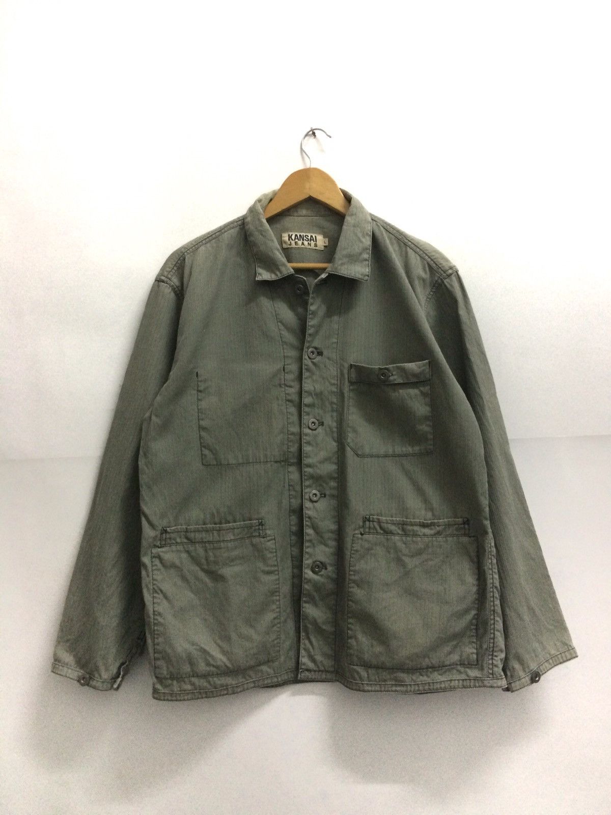 Kansai Yamamoto Vintage Kansai Jeans cotton green faded Jacket Size US L / EU 52-54 / 3 - 1 Thumbnail