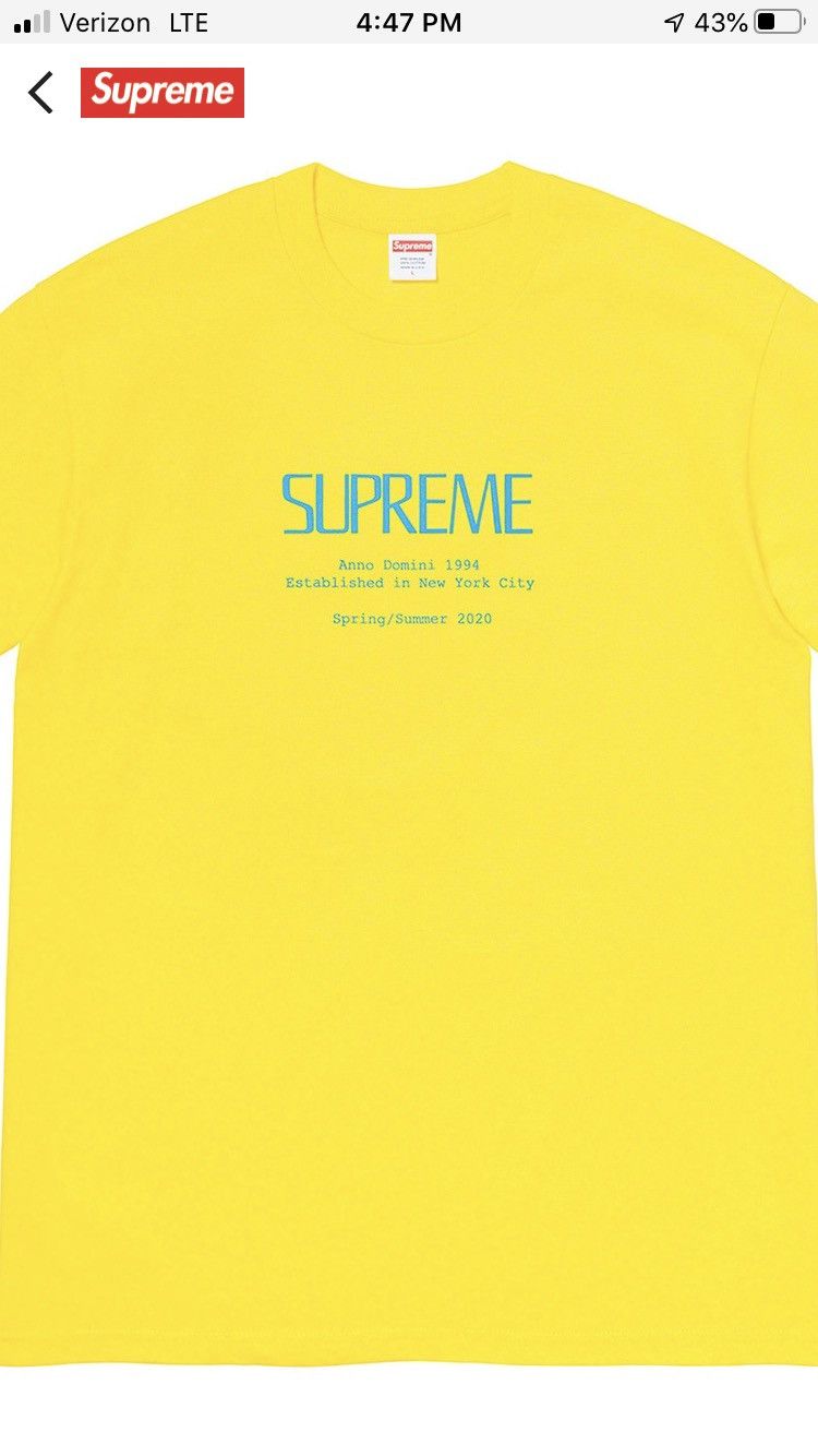 Supreme Supreme Anno Domini Tee Yellow | Grailed