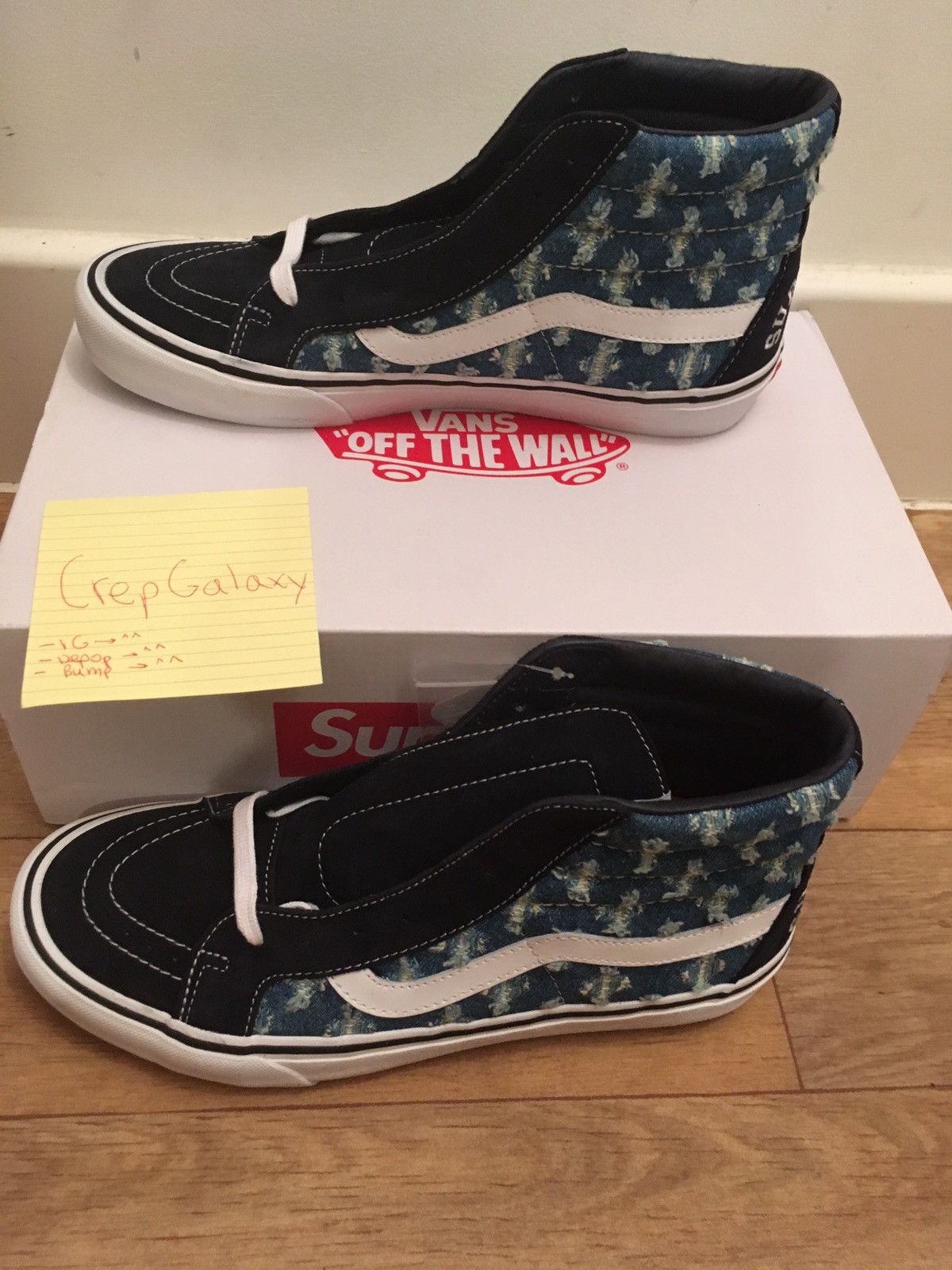 Supreme × Vans Vans Sk8-Hi x Supreme Hole Punch Denim Blue | Grailed