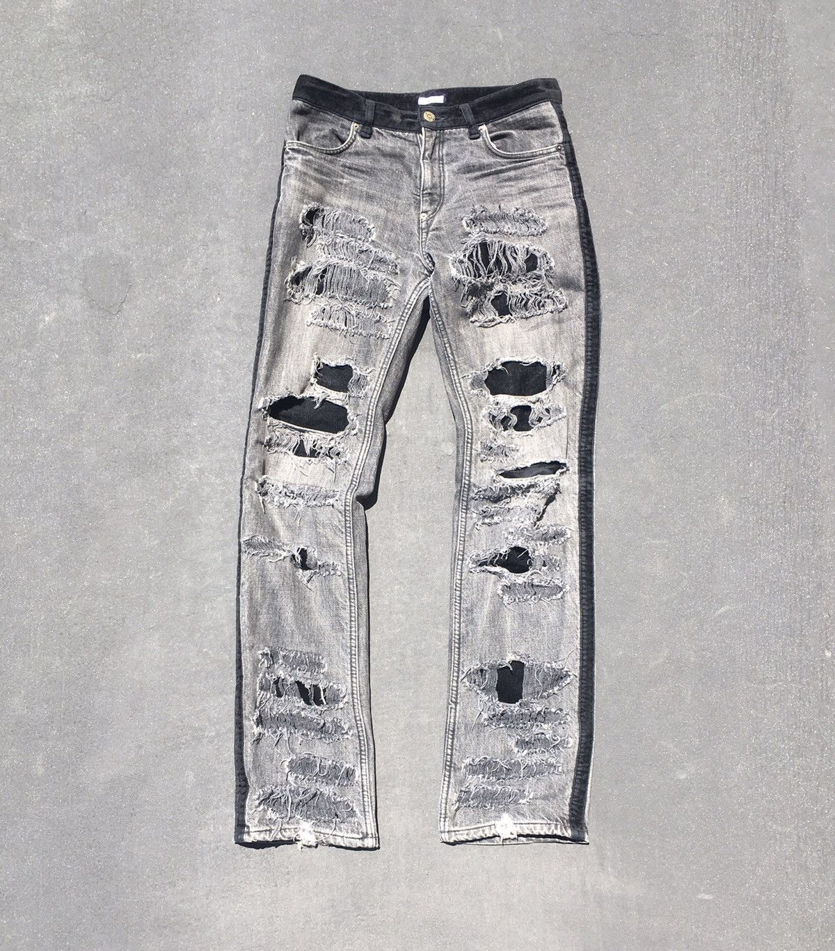 Undercover AW 02 Crash Velour Distressed Denim