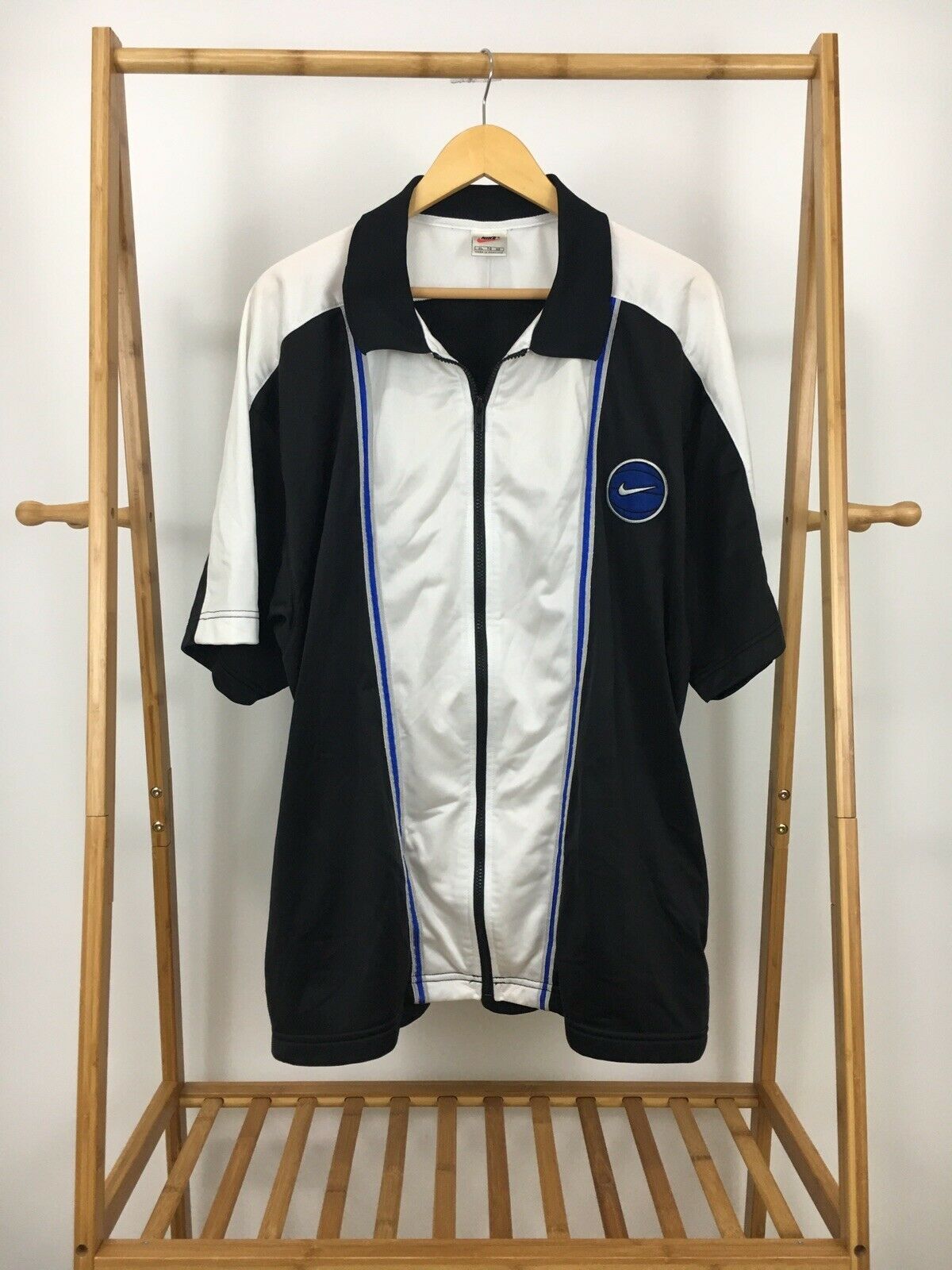 RARE VTG Nike Big Swoosh Full Zip Warm Up Jersey Shirt XL