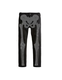 Rhinestone Skeleton Denim Pants