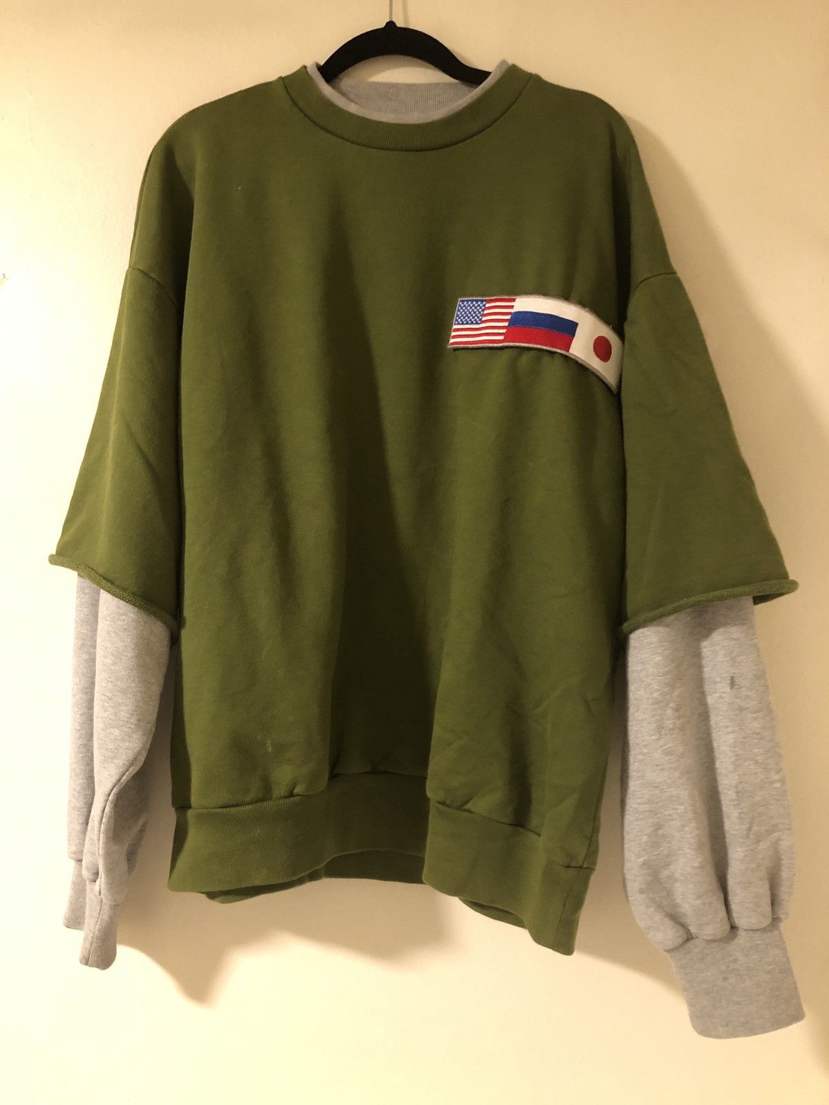 Gosha Rubchinskiy Double Sleeve Layered Flag Crewneck | Grailed
