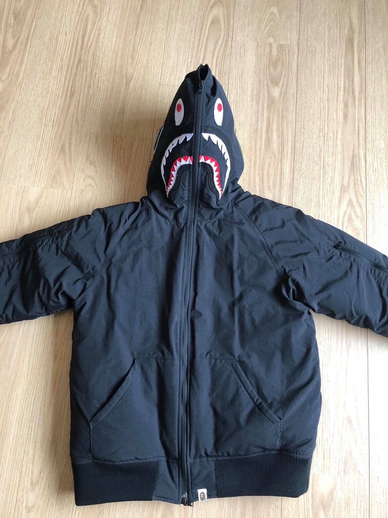 Bape Color Camo Shark Hoodie Down Jacket | Grailed