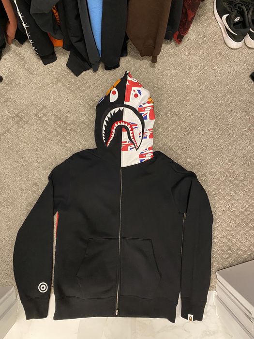 Bape union jack shark hoodie on sale