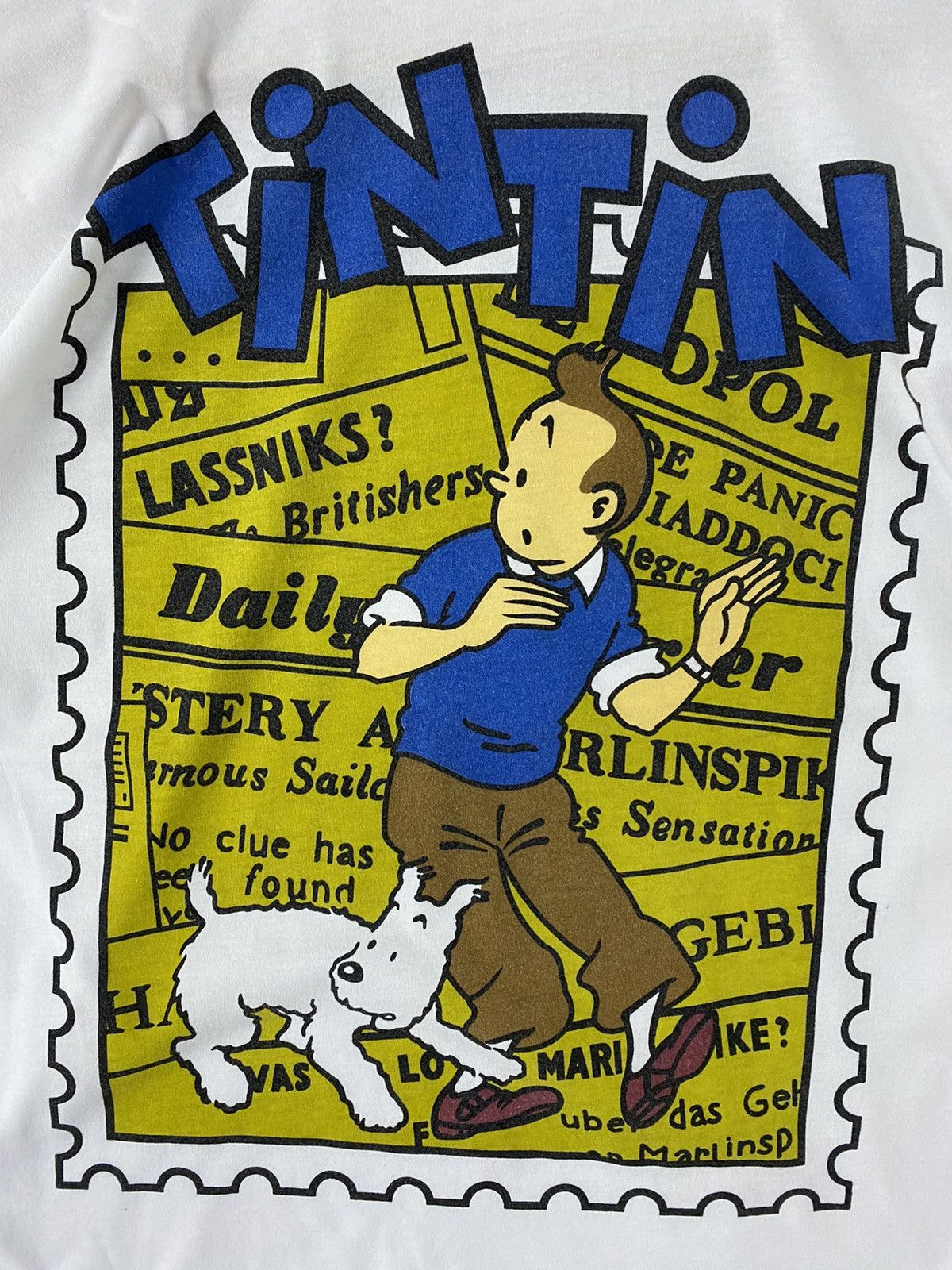 Vintage vintage 90s THE ADVENTURE OF TIN-TIN rare design t-shirts Size US M / EU 48-50 / 2 - 3 Thumbnail