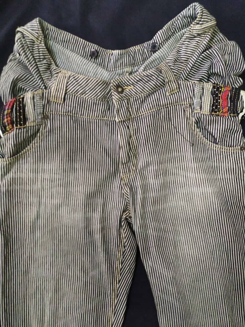 double waist stripes pants