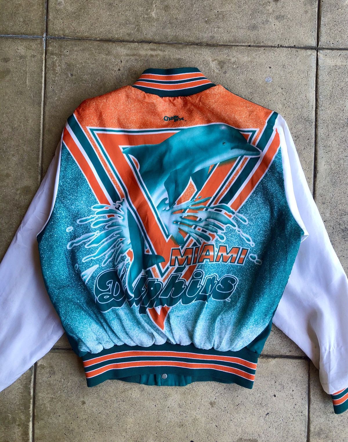 Miami Dolphins Vintage Chalk Line Jacket L Rare Fanimation 90s 