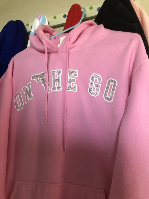 Custom Pink On The Go Gun rhinestone Hoodie