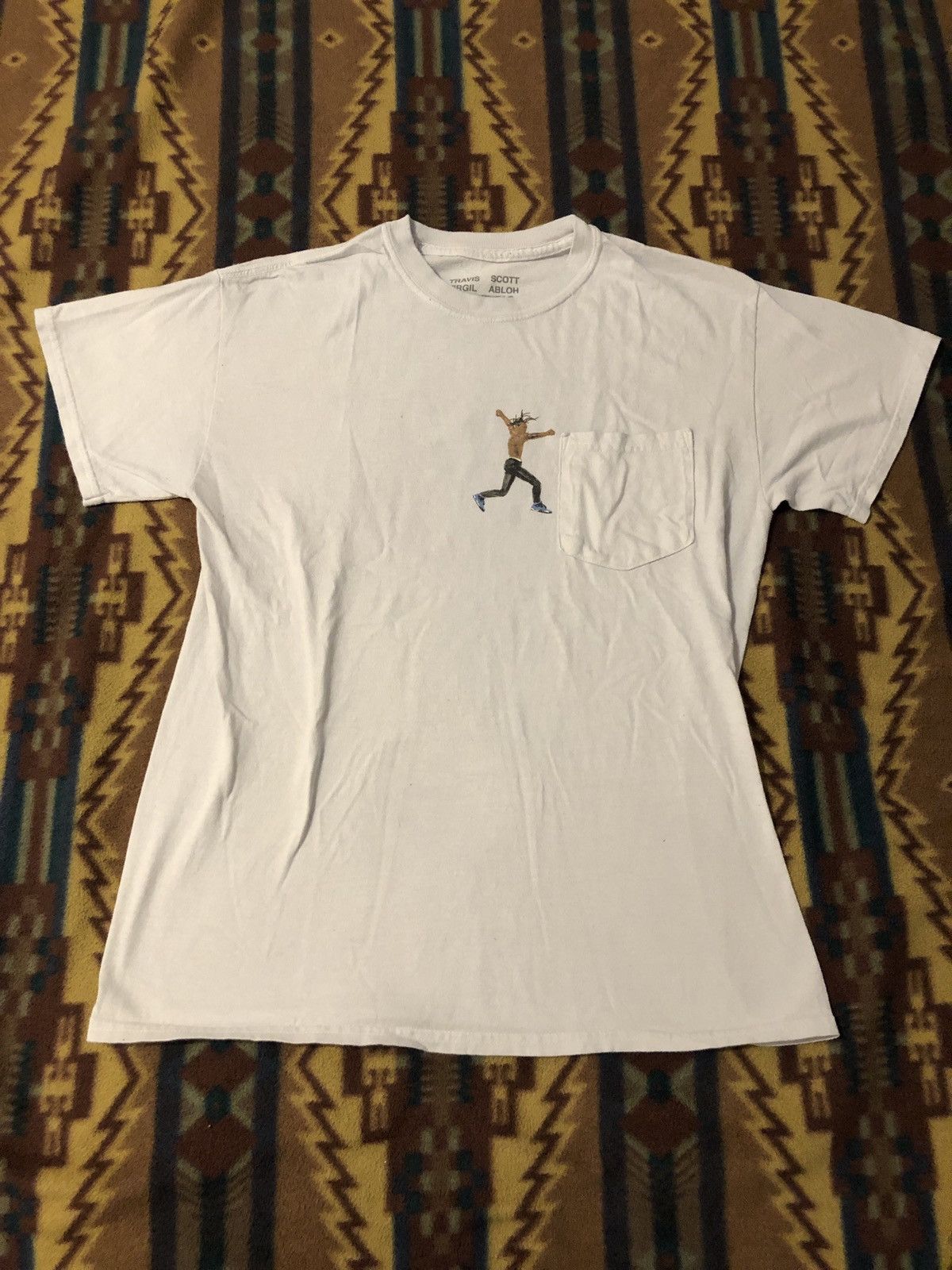 Travis Scott x Virgil abloh t shirt m light gray dyed