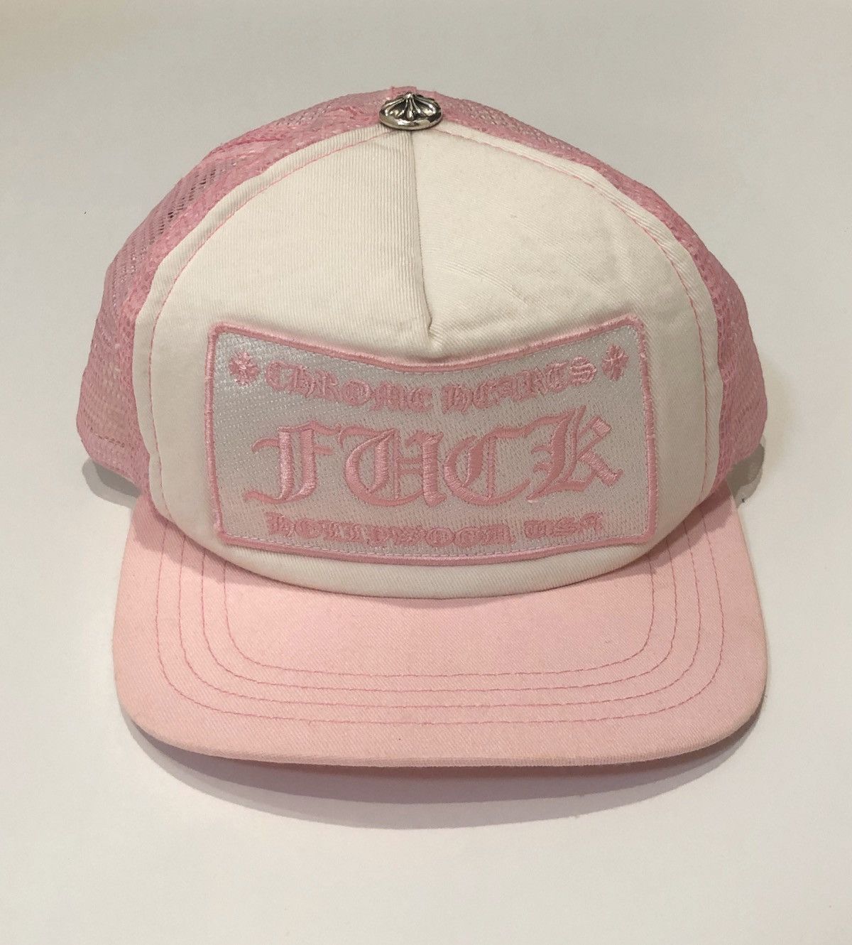 Chrome Hearts Chrome hearts pink fuck trucker hat | Grailed