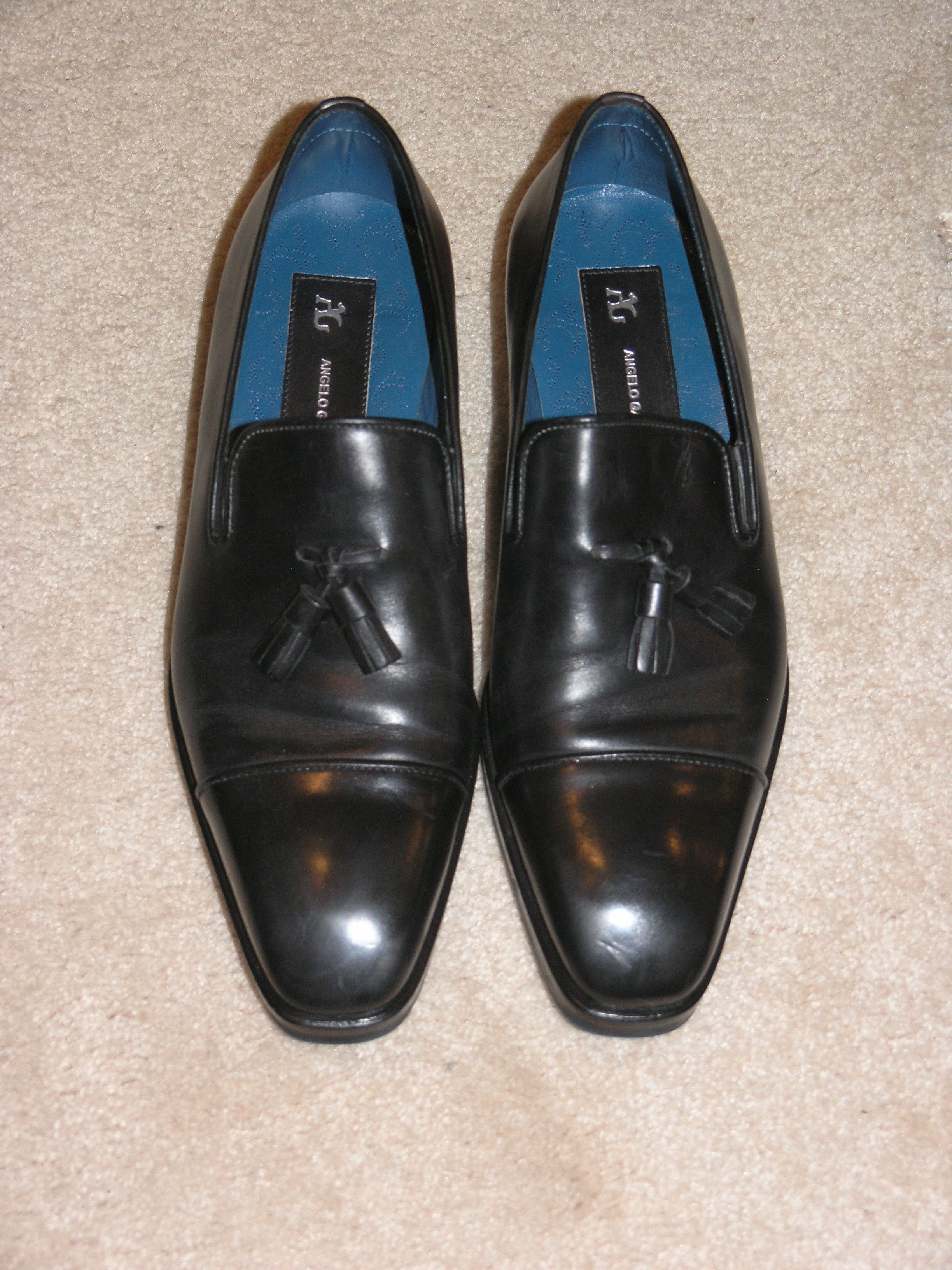 Angelo Galasso Rubber Soled Black Leather Cap Toe Kiltie 