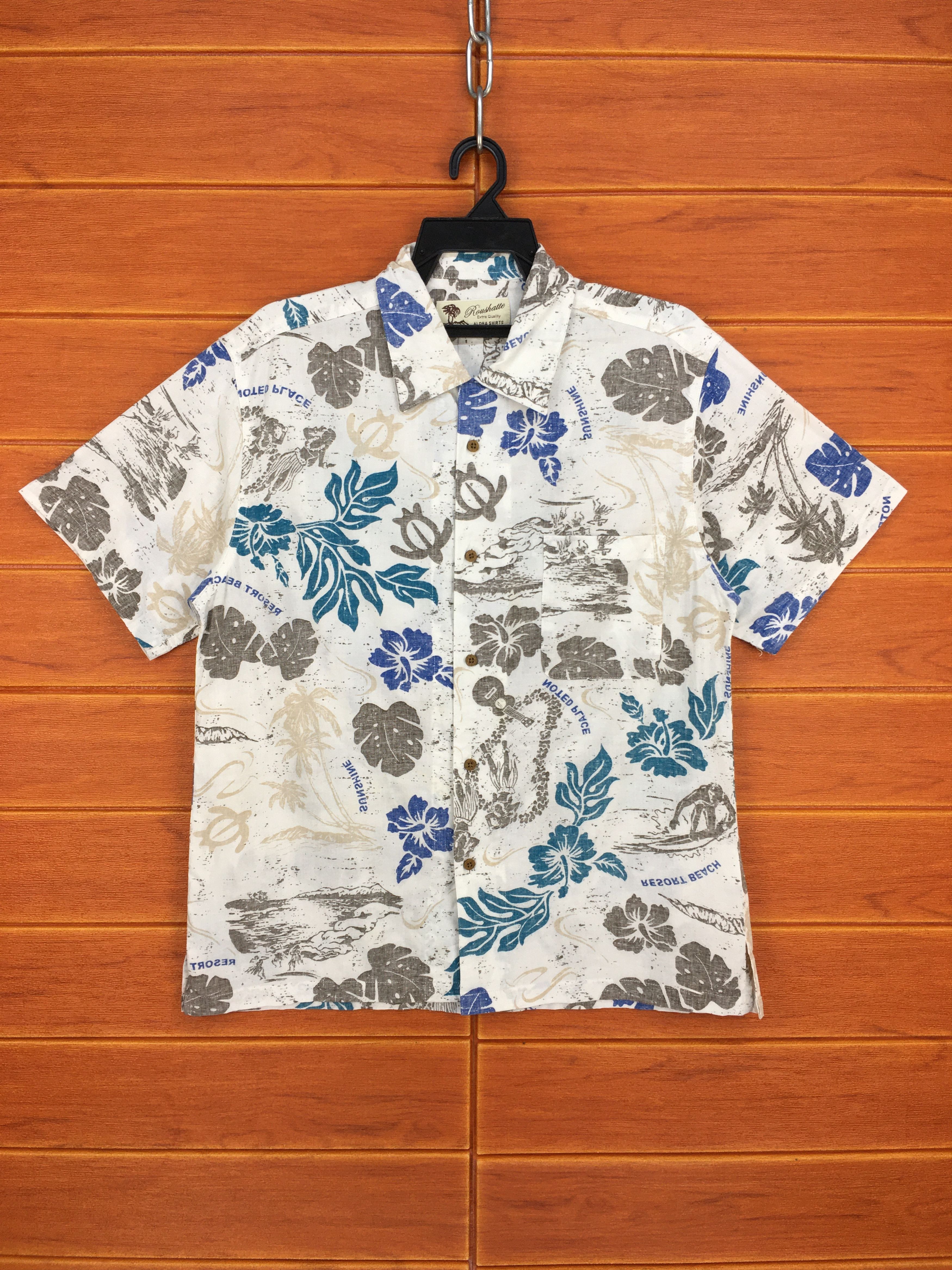 Japanese Brand Japanese Hawaiian ROUSHATTE Reverse Print Flowers Hula Size US M / EU 48-50 / 2 - 1 Thumbnail