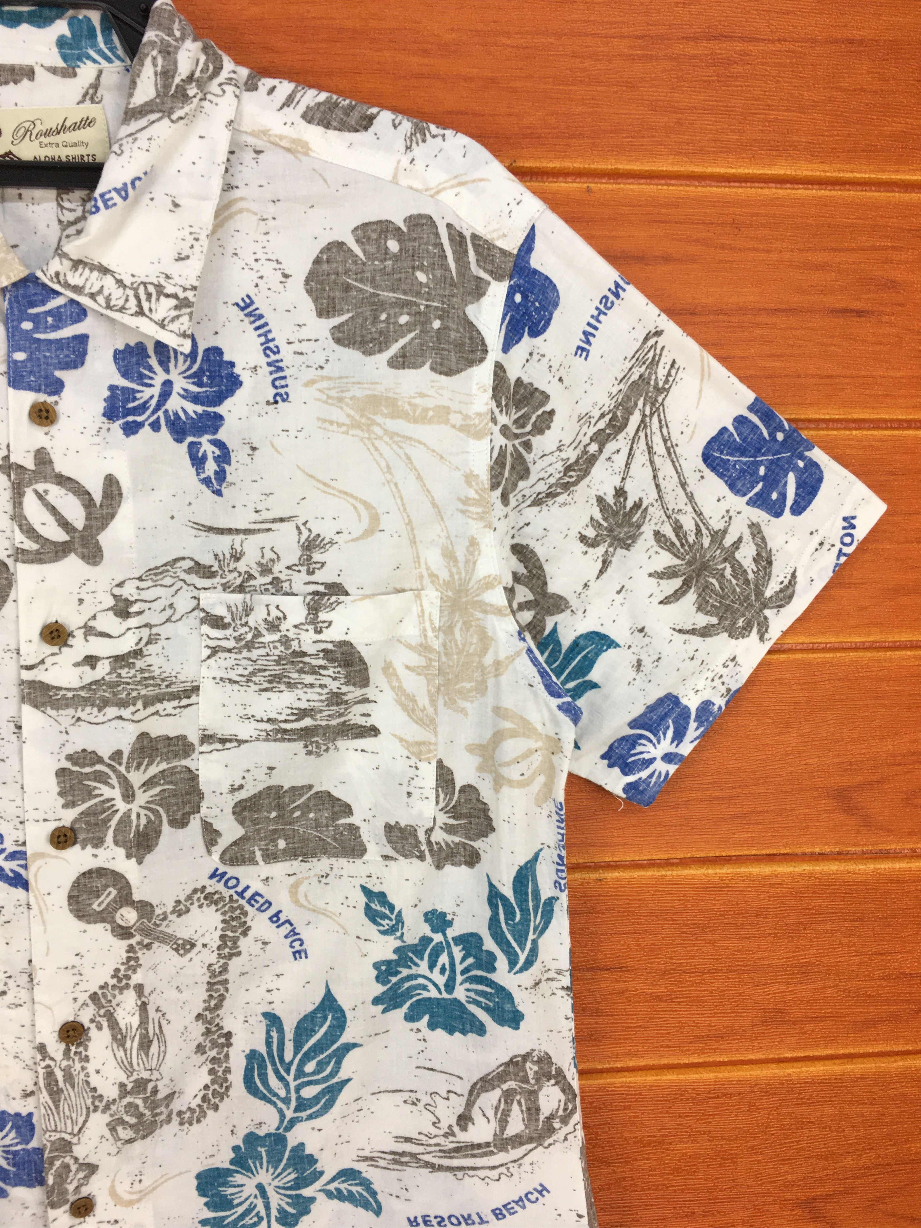 Japanese Brand Japanese Hawaiian ROUSHATTE Reverse Print Flowers Hula Size US M / EU 48-50 / 2 - 5 Thumbnail