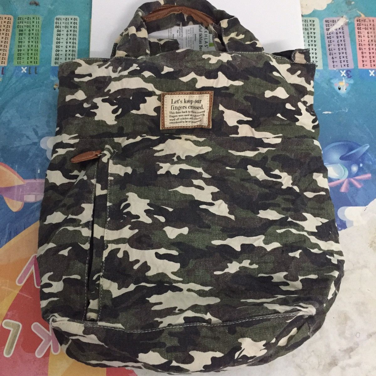 Japanese Brand Camo Army Printed Two Way Use Backpack/Tote Bag Size ONE SIZE - 13 Thumbnail