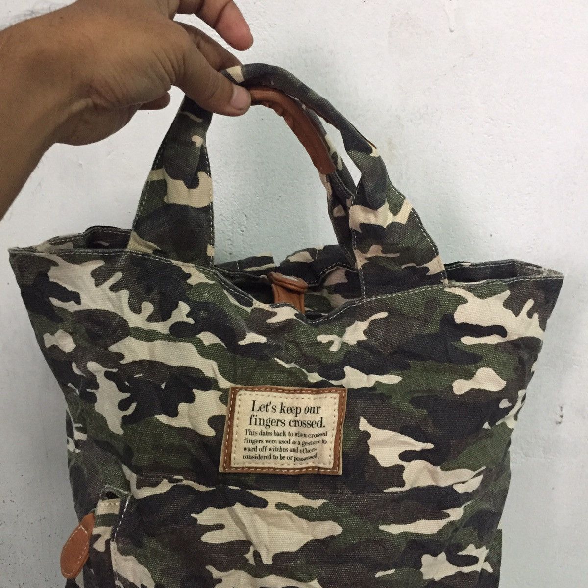 Japanese Brand Camo Army Printed Two Way Use Backpack/Tote Bag Size ONE SIZE - 3 Thumbnail