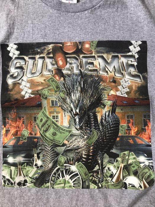 Supreme dragon store tee heather grey