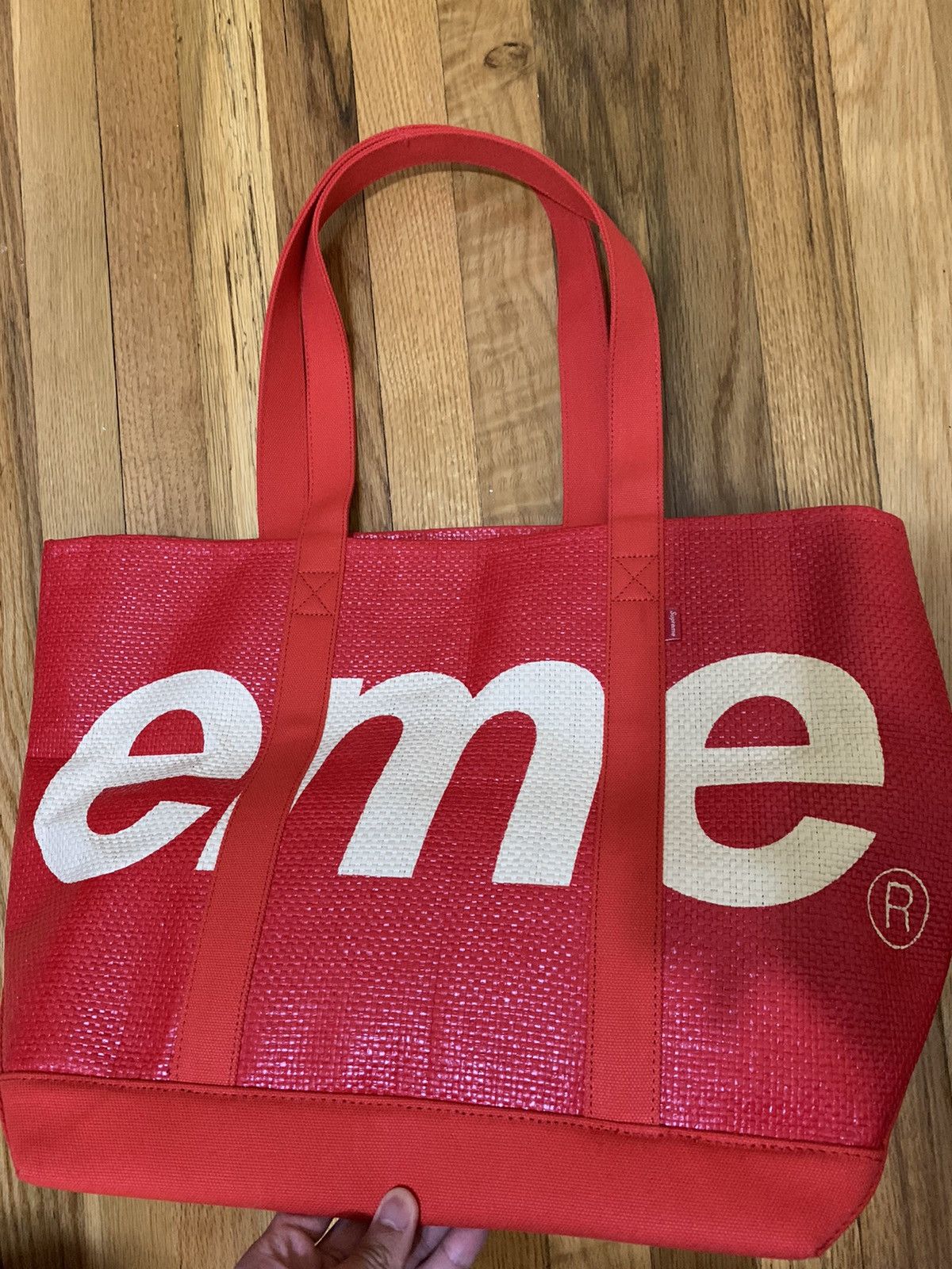 Supreme Supreme Raffia Tote Bag Red Woven SS20 | Grailed