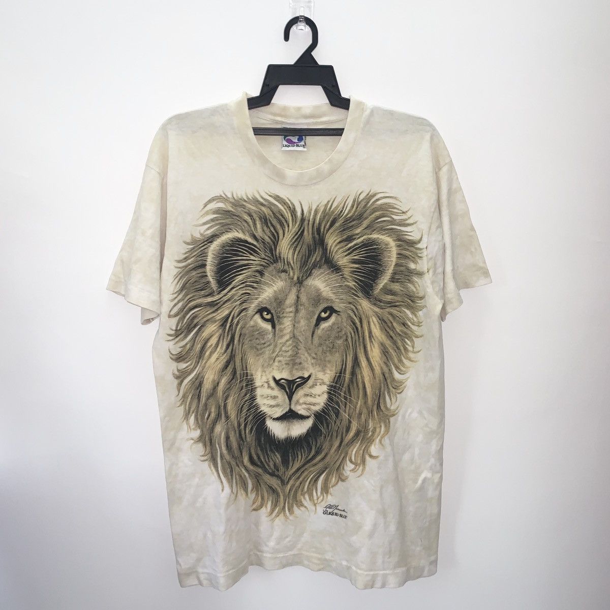 Vintage Liquid Blue By Rich Normandin Lions Animal Tshirt