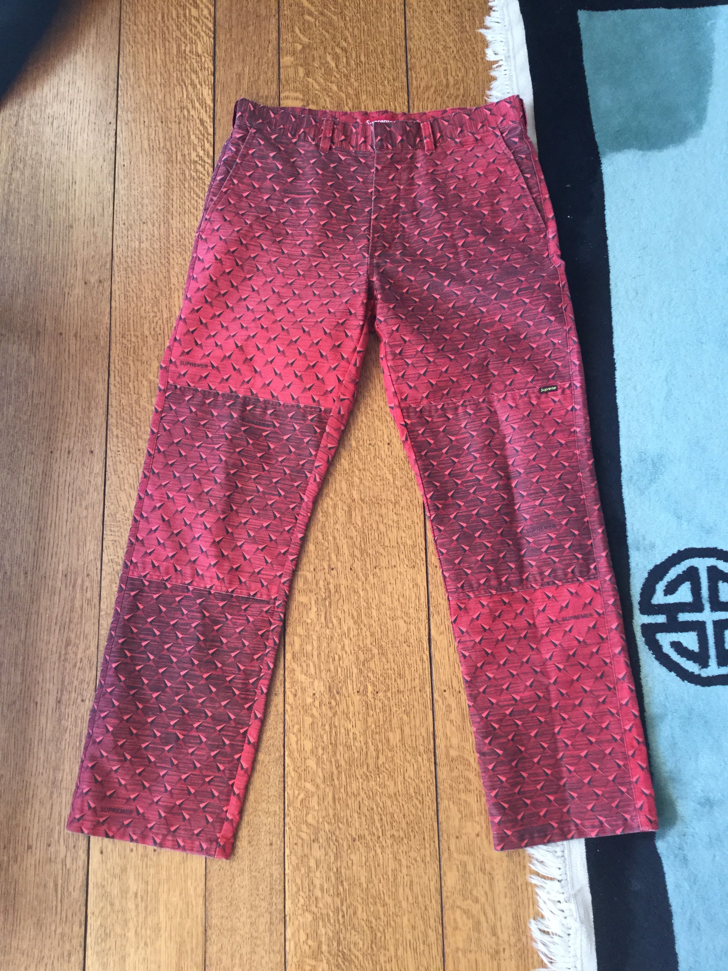 Supreme Supreme Diamond Plate Double Knee Work Pants Red | Grailed