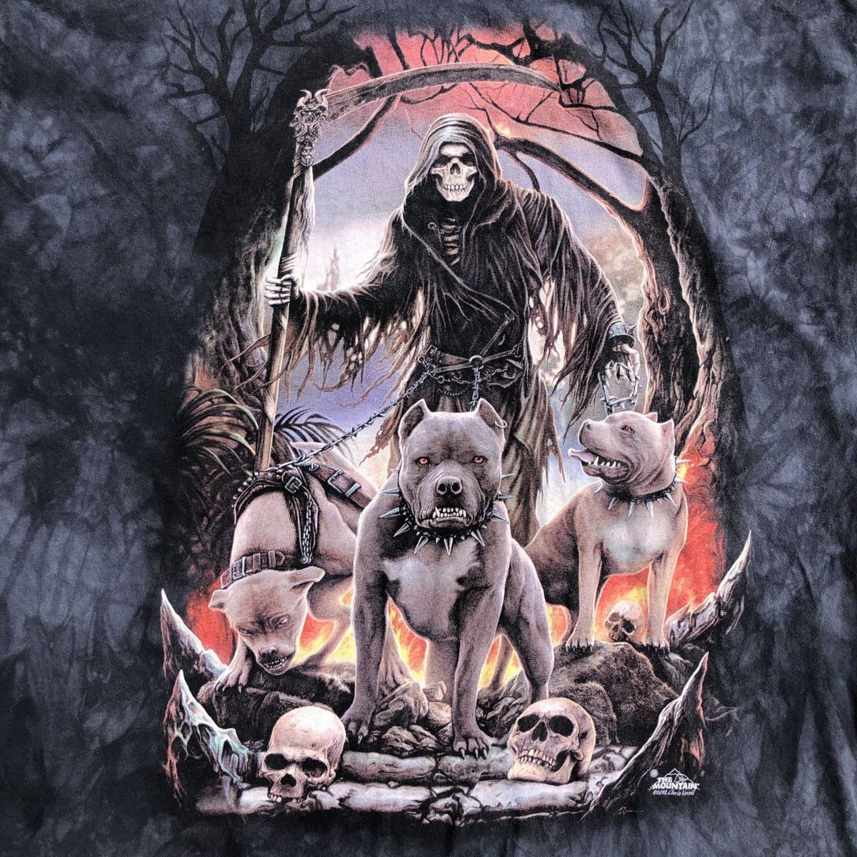 Maglietta Uomo Grim Reaper Pitbull Teschio E Luna – Cerca Di Te!