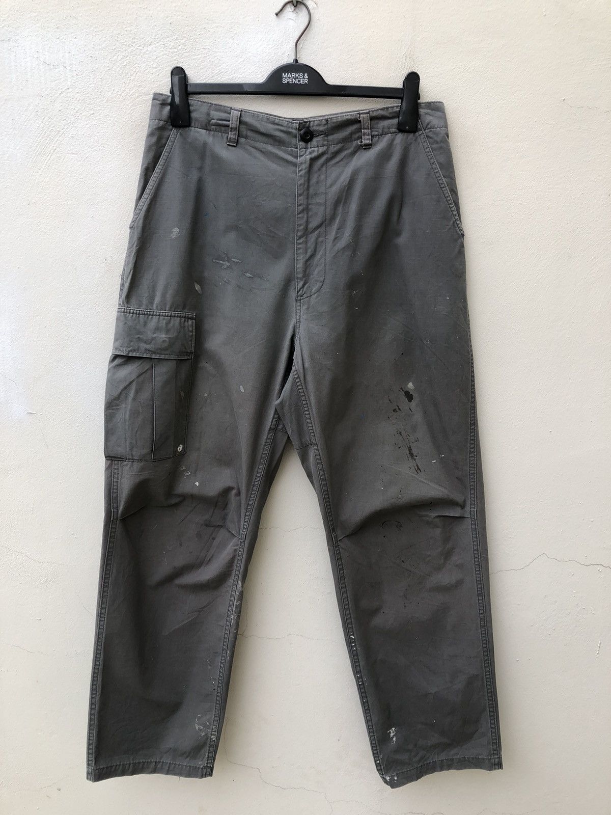 Japanese Brand × MasterPiece Vintage Masterpiece Japan Paint Splattered Cargo Trouser Size US 32 / EU 48 - 1 Thumbnail