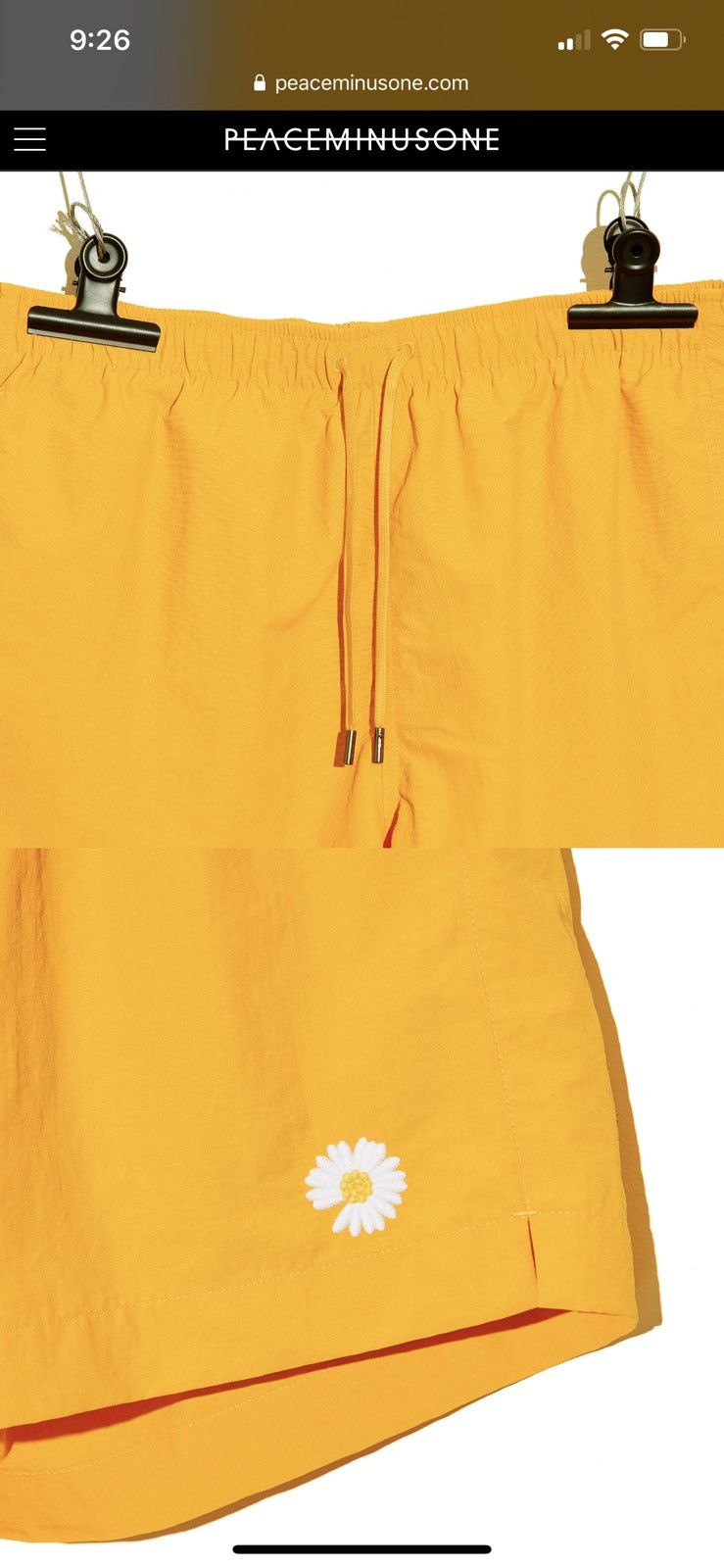 【Peaceminusone】 Daisy Shorts #1 Yellow PMO DAISY SHORT PANTS #1 YELLOW