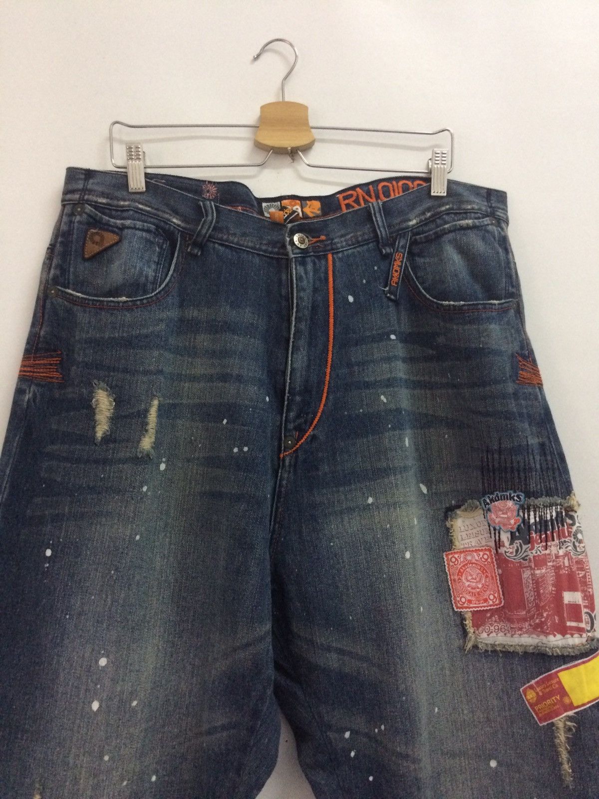 Akademiks × Japanese Brand Baggy Akasemiks design patchwork denim pants big saiz Size US 36 / EU 52 - 2 Thumbnail