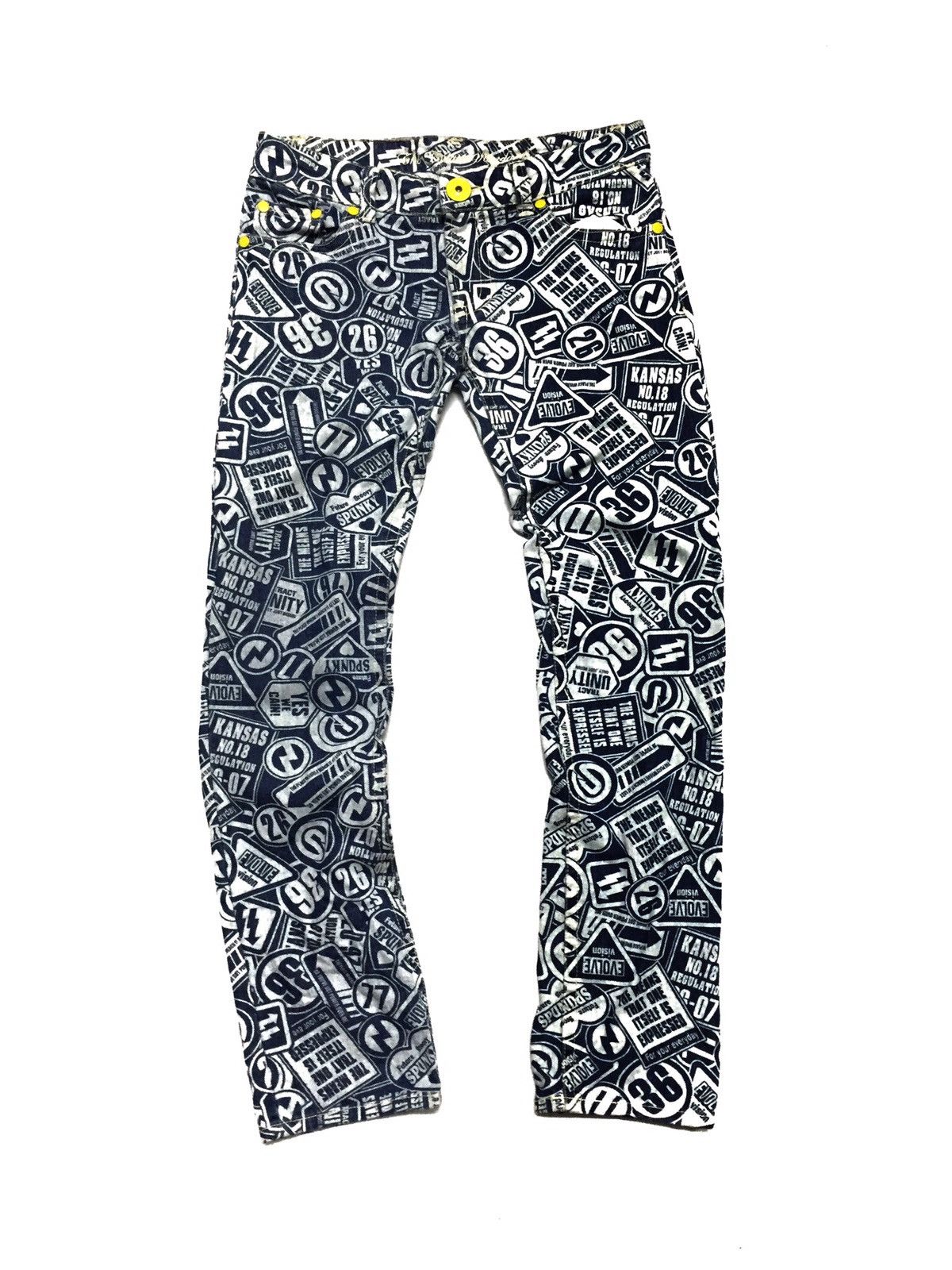Japanese Brand Vintage Fullprint Punk Hiphop Denim Pants Size US 32 / EU 48 - 1 Thumbnail