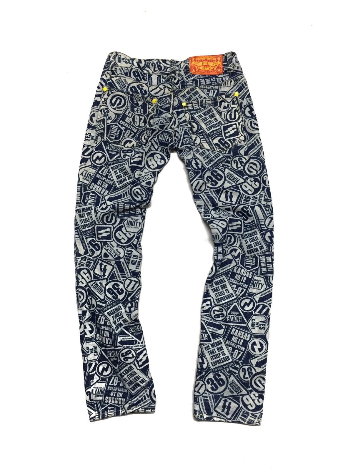 Japanese Brand Vintage Fullprint Punk Hiphop Denim Pants Size US 32 / EU 48 - 2 Thumbnail